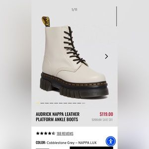 Dr. Martens- Audrick Nappa Leather Platform Ankle Boots.